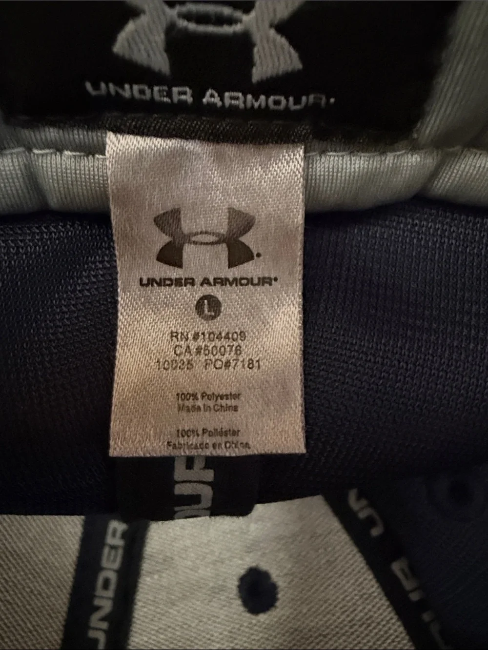 Under Armour Navy Blue Stretch Baseball Cap Size Large 100% Polyester